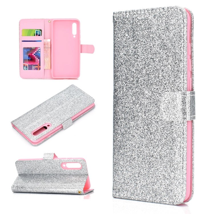 For Samsung Galaxy A70 Glitter Powder Horizontal Flip Leather Case with Card Slots & Holder & Photo Frame & Wallet