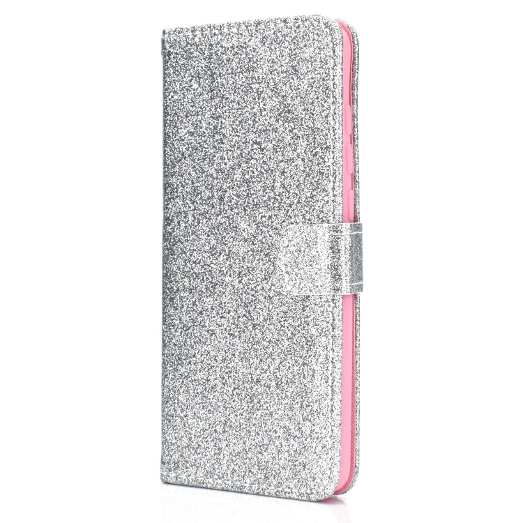For Samsung Galaxy A70 Glitter Powder Horizontal Flip Leather Case with Card Slots & Holder & Photo Frame & Wallet