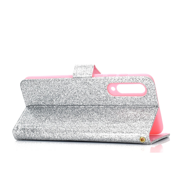 For Samsung Galaxy A70 Glitter Powder Horizontal Flip Leather Case with Card Slots & Holder & Photo Frame & Wallet