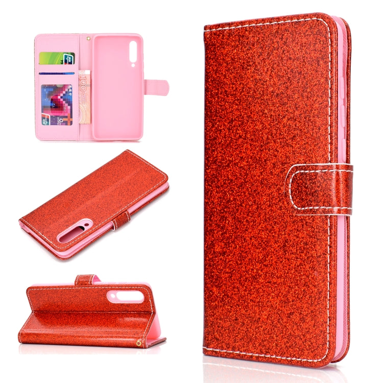 For Samsung Galaxy A70 Glitter Powder Horizontal Flip Leather Case with Card Slots & Holder & Photo Frame & Wallet