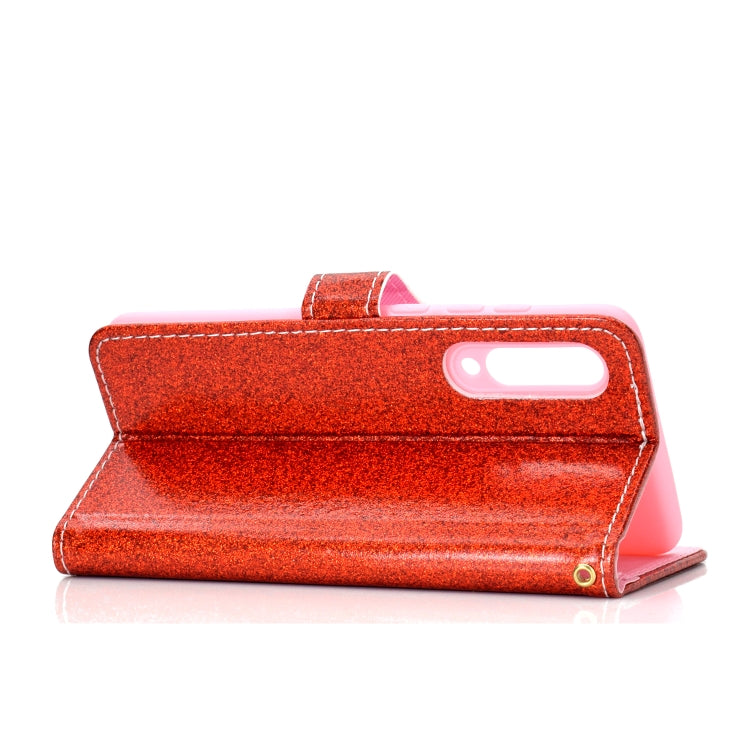 For Samsung Galaxy A70 Glitter Powder Horizontal Flip Leather Case with Card Slots & Holder & Photo Frame & Wallet