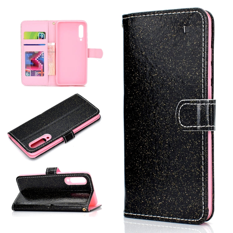 For Samsung Galaxy A70 Glitter Powder Horizontal Flip Leather Case with Card Slots & Holder & Photo Frame & Wallet