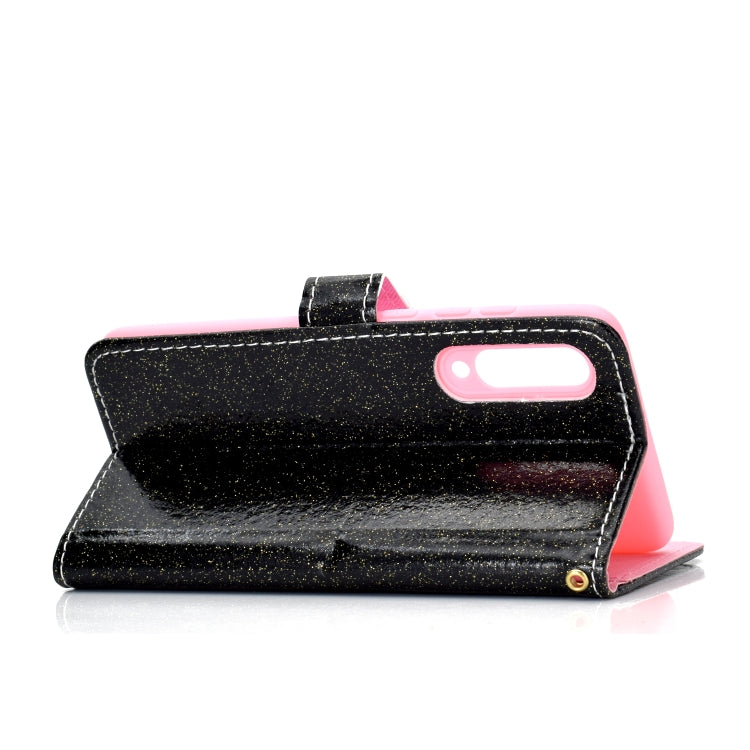 For Samsung Galaxy A70 Glitter Powder Horizontal Flip Leather Case with Card Slots & Holder & Photo Frame & Wallet