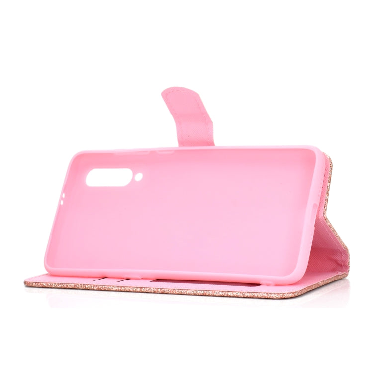 For Samsung Galaxy A70 Glitter Powder Horizontal Flip Leather Case with Card Slots & Holder & Photo Frame & Wallet