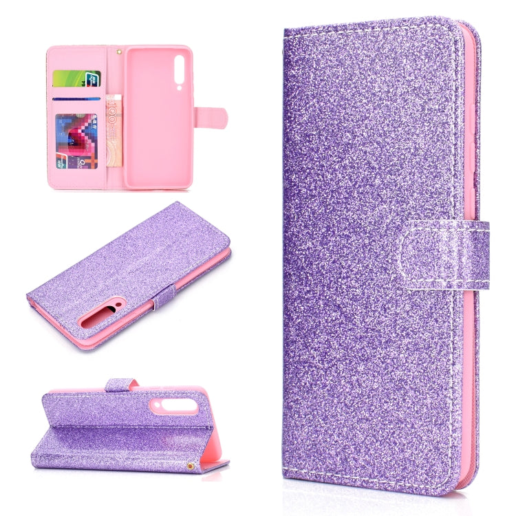 For Samsung Galaxy A70 Glitter Powder Horizontal Flip Leather Case with Card Slots & Holder & Photo Frame & Wallet