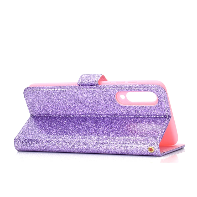 For Samsung Galaxy A70 Glitter Powder Horizontal Flip Leather Case with Card Slots & Holder & Photo Frame & Wallet