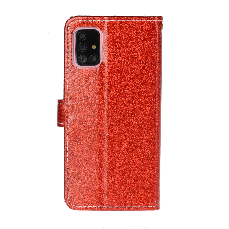 For Samsung Galaxy A71 Glitter Powder Horizontal Flip Leather Case with Card Slots & Holder & Photo Frame & Wallet