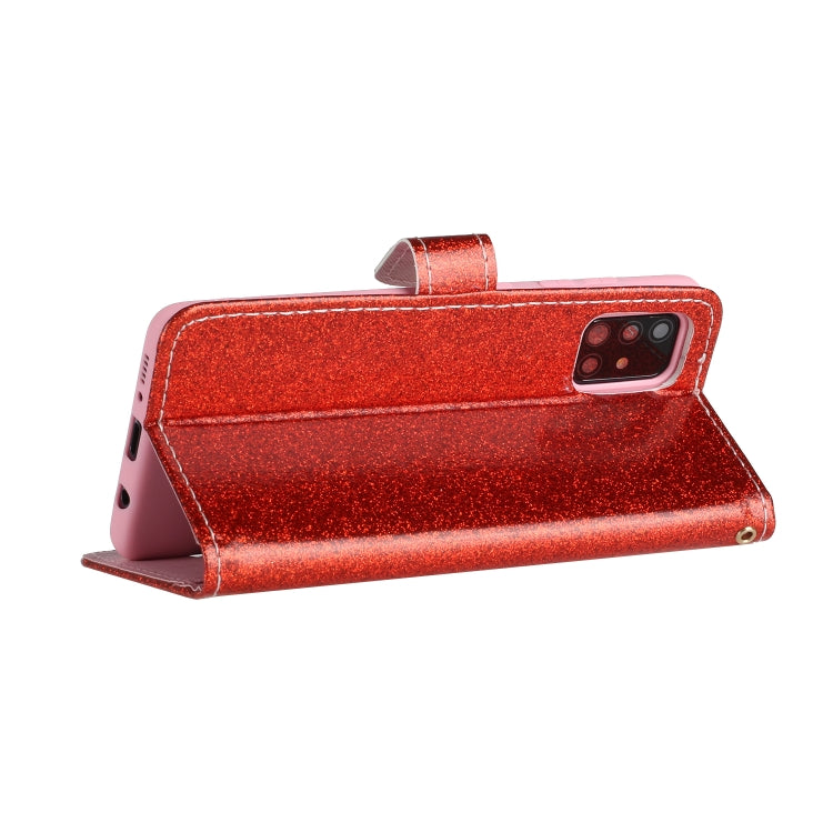 For Samsung Galaxy A71 Glitter Powder Horizontal Flip Leather Case with Card Slots & Holder & Photo Frame & Wallet
