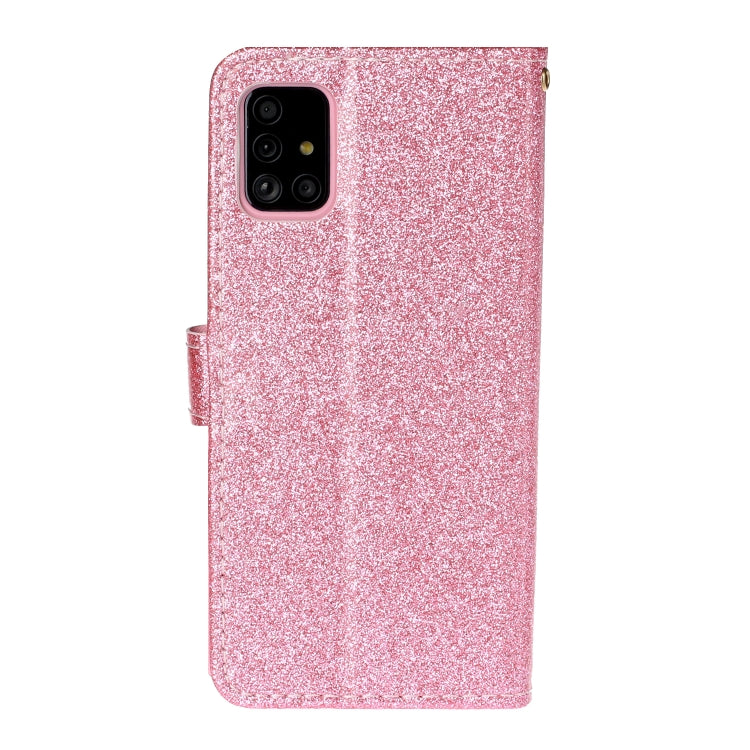For Samsung Galaxy A71 Glitter Powder Horizontal Flip Leather Case with Card Slots & Holder & Photo Frame & Wallet