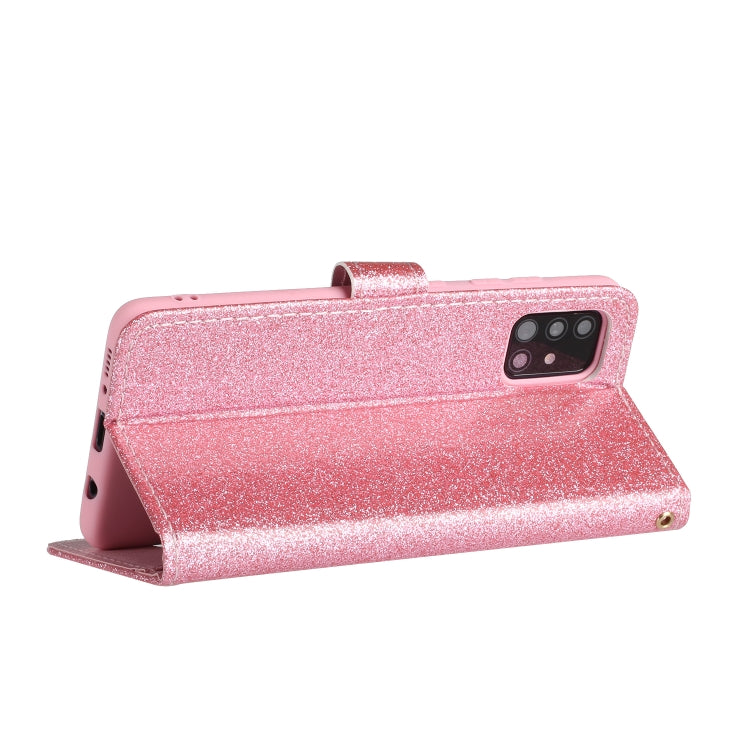 For Samsung Galaxy A71 Glitter Powder Horizontal Flip Leather Case with Card Slots & Holder & Photo Frame & Wallet