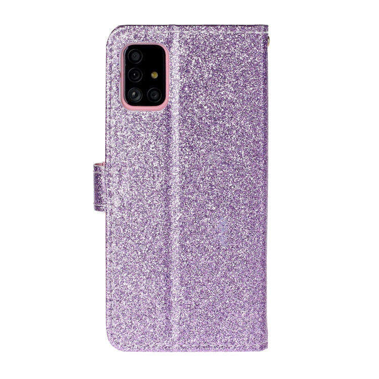 For Samsung Galaxy A71 Glitter Powder Horizontal Flip Leather Case with Card Slots & Holder & Photo Frame & Wallet