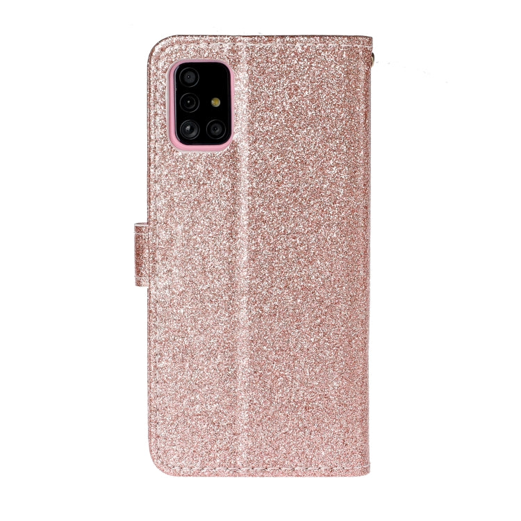 For Samsung Galaxy A71 Glitter Powder Horizontal Flip Leather Case with Card Slots & Holder & Photo Frame & Wallet