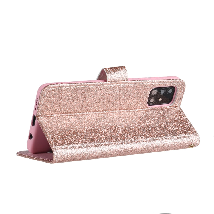 For Samsung Galaxy A71 Glitter Powder Horizontal Flip Leather Case with Card Slots & Holder & Photo Frame & Wallet