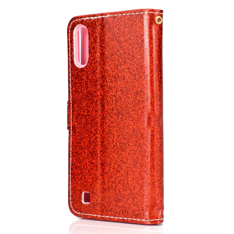 For Samsung Galaxy A10 / M10 Glitter Powder Horizontal Flip Leather Case with Card Slots & Holder & Photo Frame & Wallet