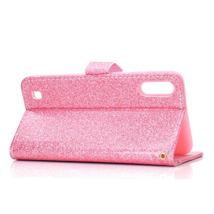 For Samsung Galaxy A10 / M10 Glitter Powder Horizontal Flip Leather Case with Card Slots & Holder & Photo Frame & Wallet