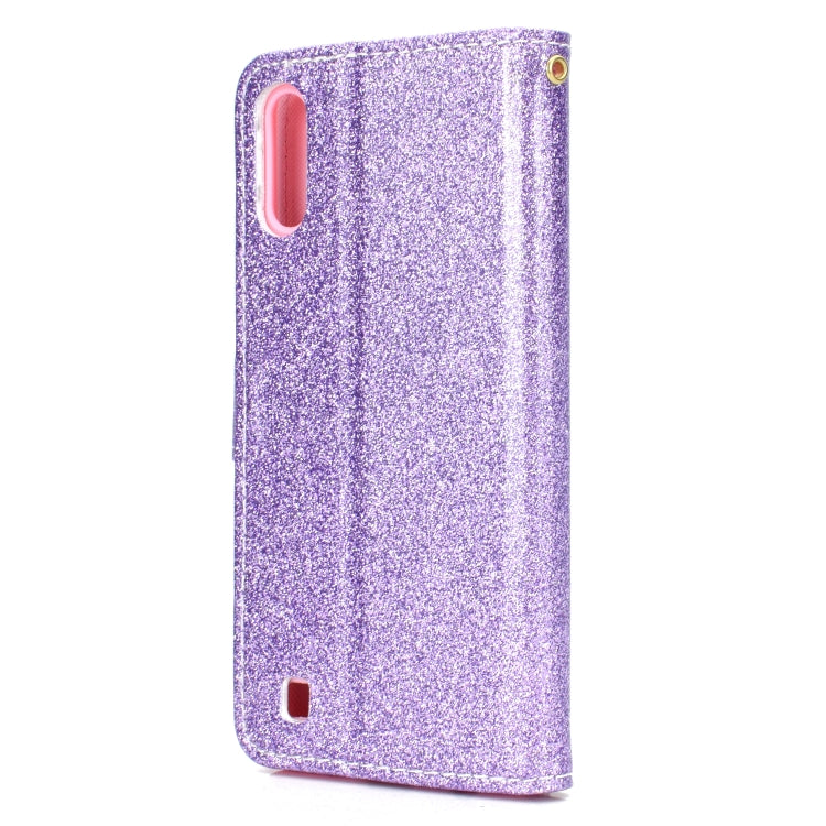 For Samsung Galaxy A10 / M10 Glitter Powder Horizontal Flip Leather Case with Card Slots & Holder & Photo Frame & Wallet