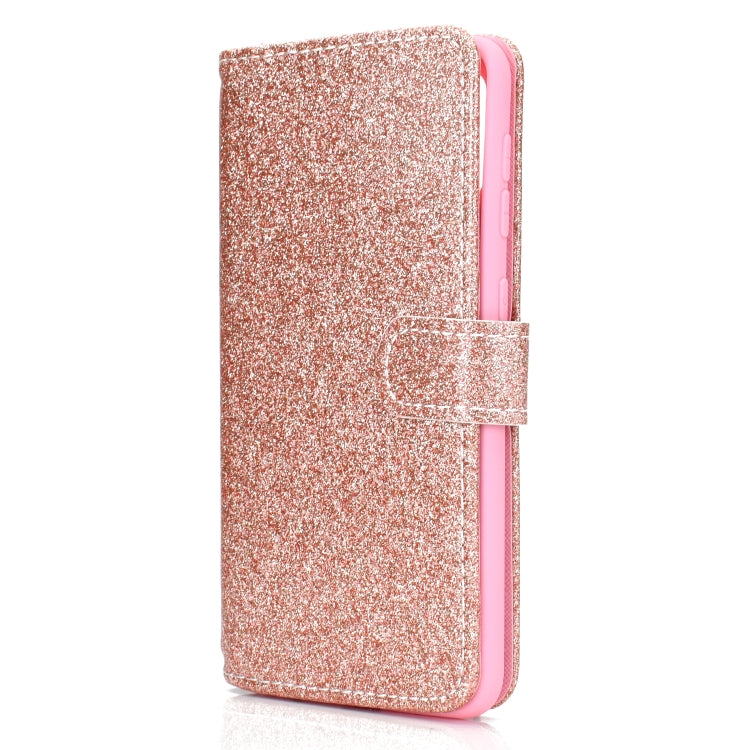 For Samsung Galaxy A10 / M10 Glitter Powder Horizontal Flip Leather Case with Card Slots & Holder & Photo Frame & Wallet