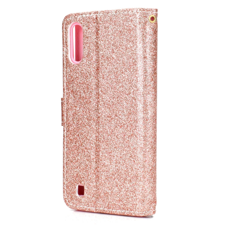 For Samsung Galaxy A10 / M10 Glitter Powder Horizontal Flip Leather Case with Card Slots & Holder & Photo Frame & Wallet