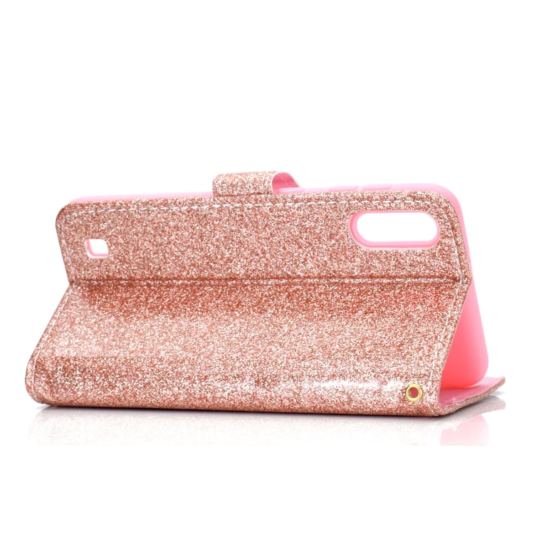 For Samsung Galaxy A10 / M10 Glitter Powder Horizontal Flip Leather Case with Card Slots & Holder & Photo Frame & Wallet