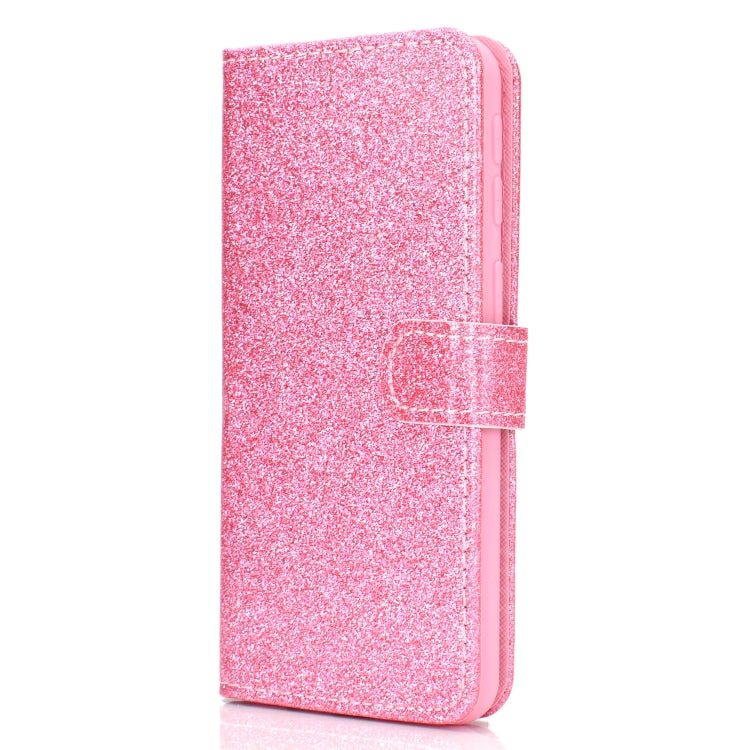 For Samsung Galaxy M20 Glitter Powder Horizontal Flip Leather Case with Card Slots & Holder & Photo Frame & Wallet