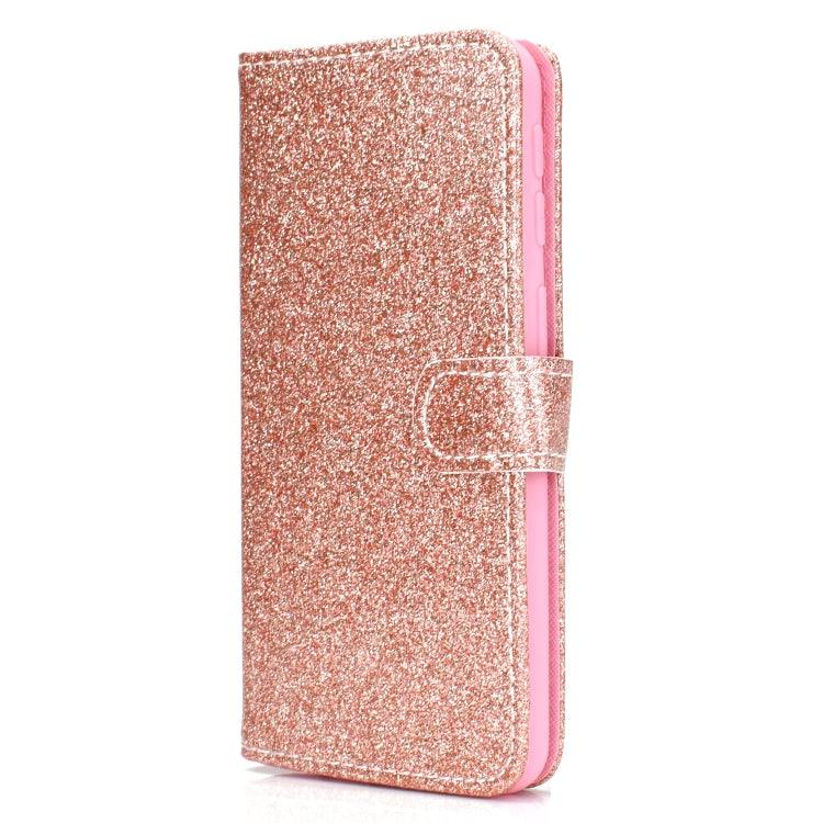 For Samsung Galaxy M20 Glitter Powder Horizontal Flip Leather Case with Card Slots & Holder & Photo Frame & Wallet