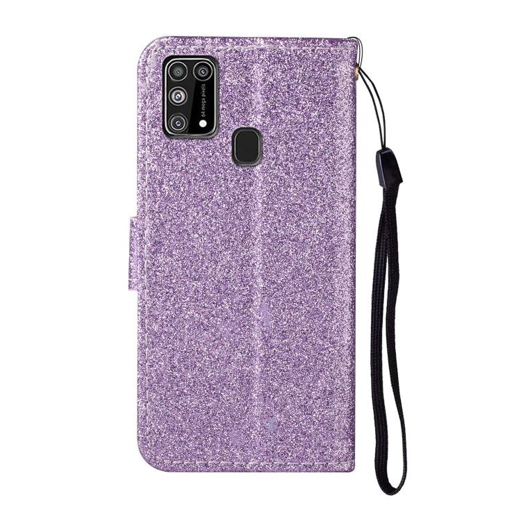 For Samsung M31 Glitter Powder Horizontal Flip Leather Case with Card Slots & Holder & Photo Frame & Wallet