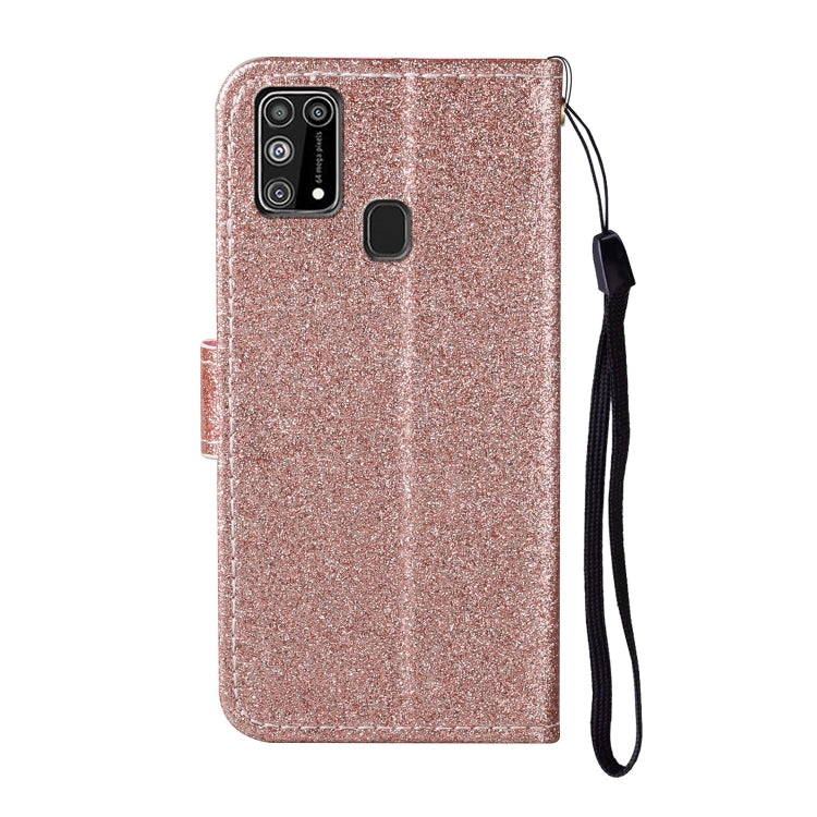 For Samsung M31 Glitter Powder Horizontal Flip Leather Case with Card Slots & Holder & Photo Frame & Wallet