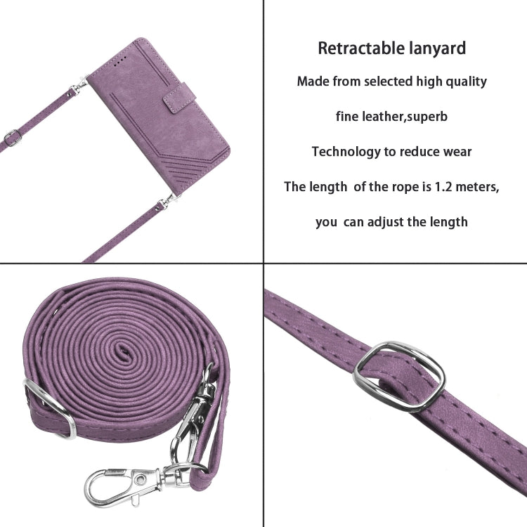 For Xiaomi Redmi Note 12 4G Skin Feel Stripe Pattern Leather Phone Case with Lanyard