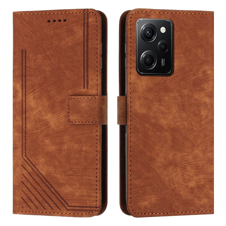 For Xiaomi Redmi Note 12 Pro Speed Skin Feel Stripe Pattern Leather Phone Case with Lanyard
