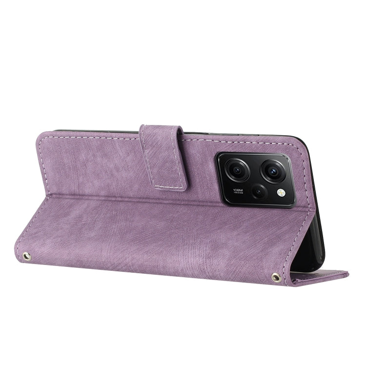 For Xiaomi Redmi Note 12 Pro Speed Skin Feel Stripe Pattern Leather Phone Case with Lanyard