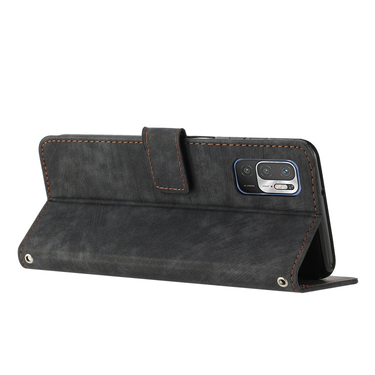 For Xiaomi Redmi Note 10 5G / Note 10T 5G / Poco M3 Pro 5G Skin Feel Stripe Pattern Leather Phone Case with Lanyard