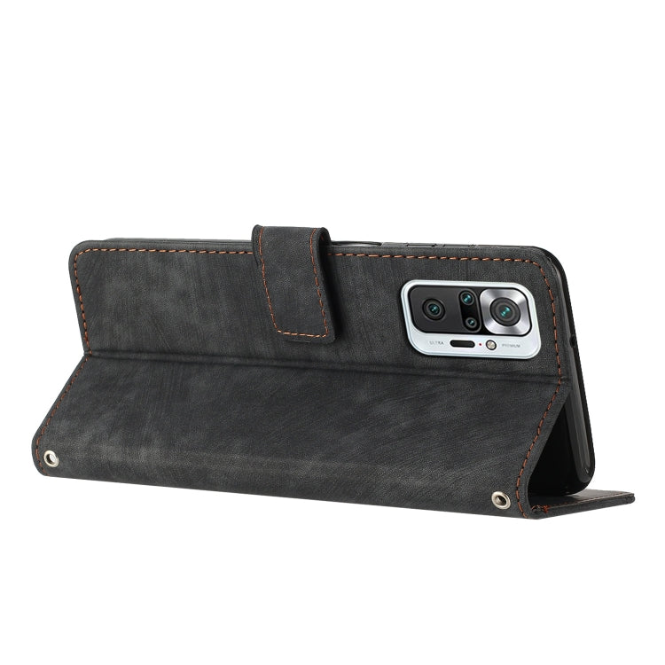 For Xiaomi Redmi Note 10 Pro / 10 Pro Max Skin Feel Stripe Pattern Leather Phone Case with Lanyard