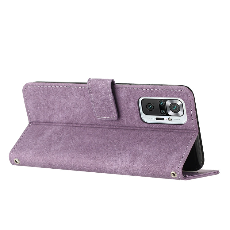 For Xiaomi Redmi Note 10 Pro / 10 Pro Max Skin Feel Stripe Pattern Leather Phone Case with Lanyard