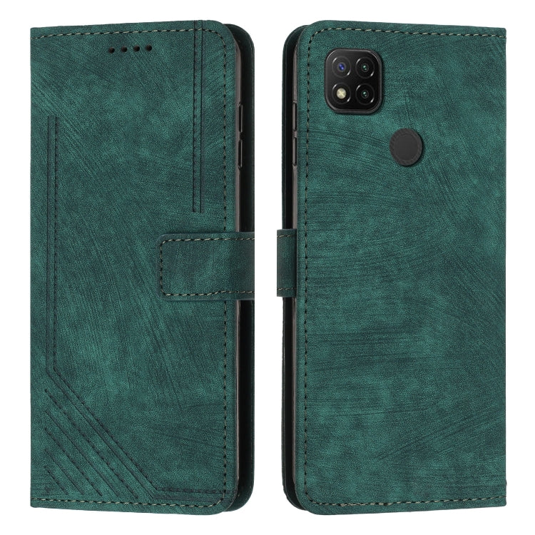 For Xiaomi Redmi 9C / 10A  / Poco C31 Skin Feel Stripe Pattern Leather Phone Case with Lanyard