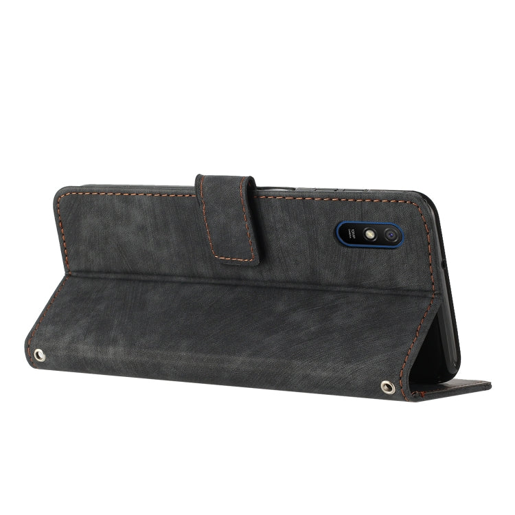 For Xiaomi Redmi 9A / 9i India / 9AT Skin Feel Stripe Pattern Leather Phone Case with Lanyard