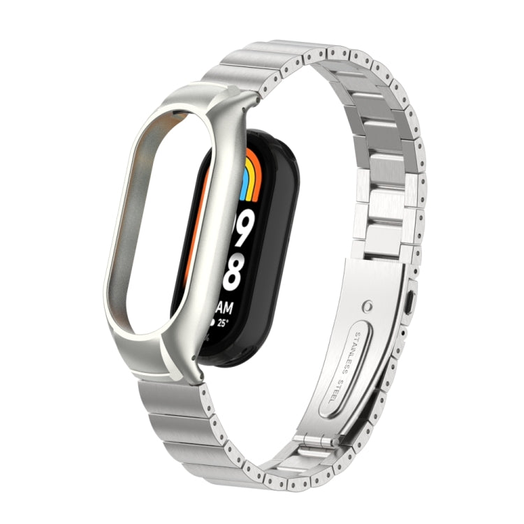 For Xiaomi Mi Band 8 Integrated Metal Case + Bamboo One-bead Watch Band