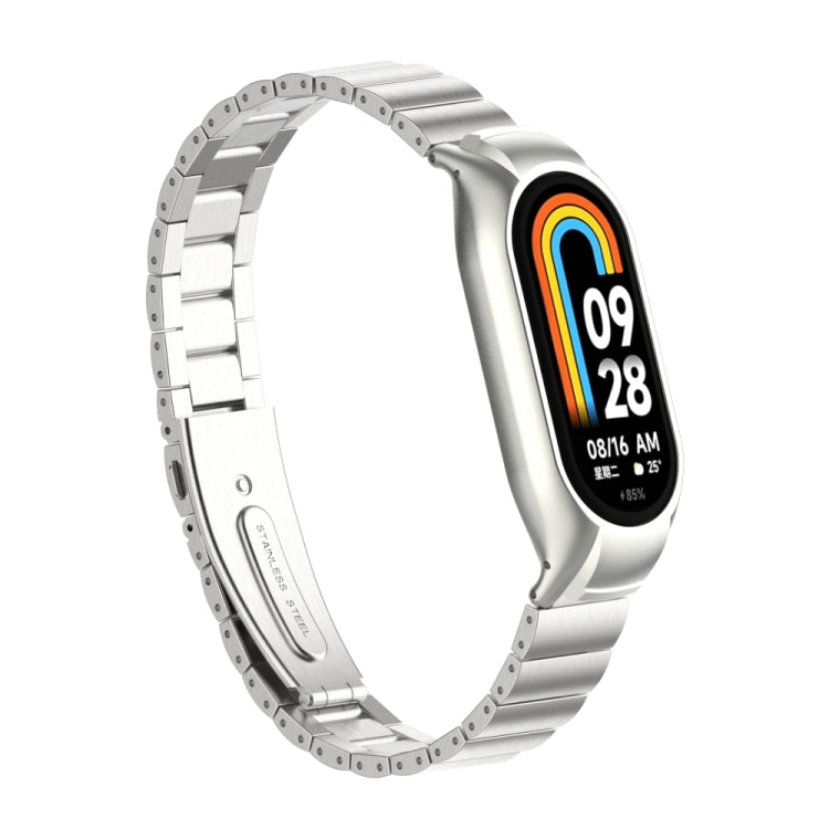 For Xiaomi Mi Band 8 Integrated Metal Case + Bamboo One-bead Watch Band