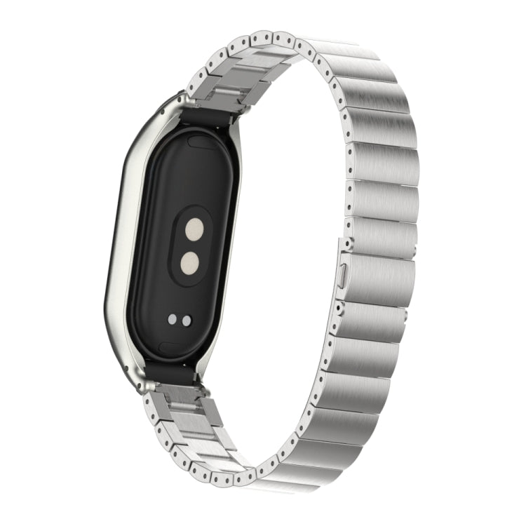 For Xiaomi Mi Band 8 Integrated Metal Case + Bamboo One-bead Watch Band
