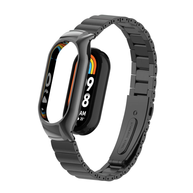 For Xiaomi Mi Band 8 Integrated Metal Case + Bamboo One-bead Watch Band