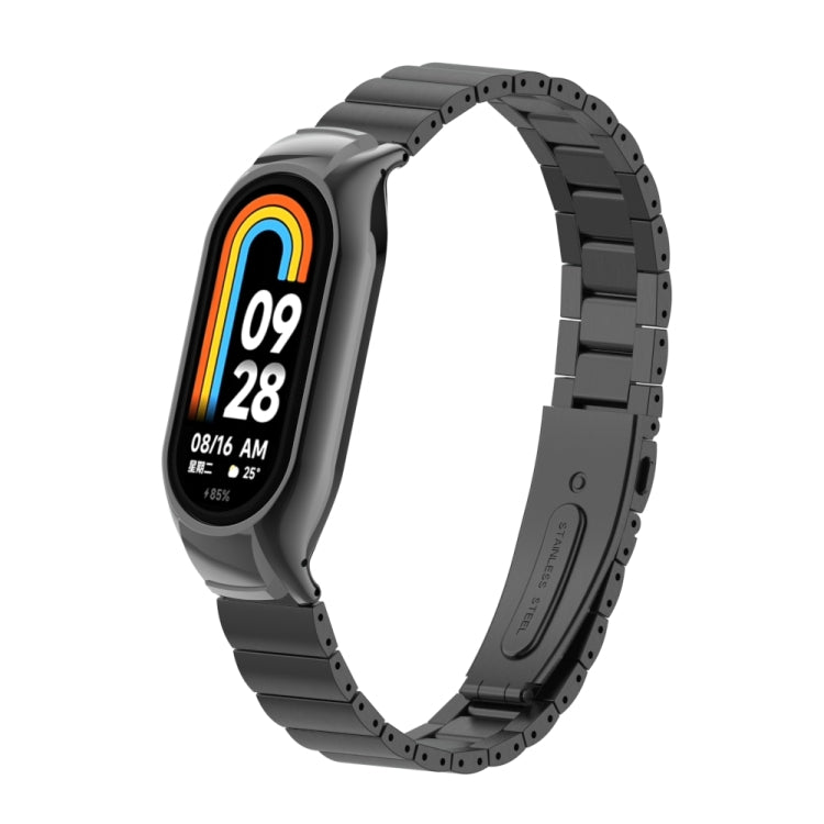 For Xiaomi Mi Band 8 Integrated Metal Case + Bamboo One-bead Watch Band