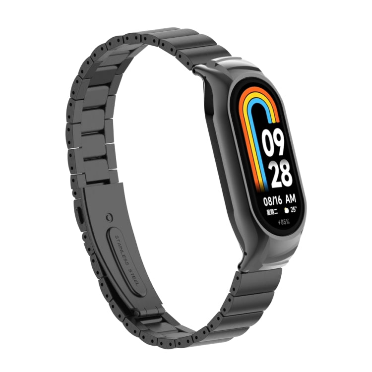 For Xiaomi Mi Band 8 Integrated Metal Case + Bamboo One-bead Watch Band
