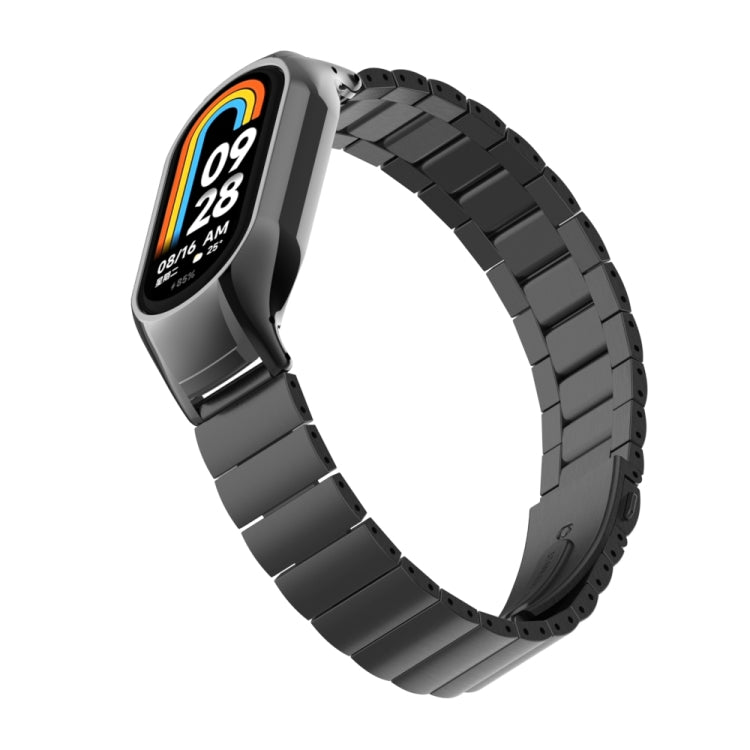 For Xiaomi Mi Band 8 Integrated Metal Case + Bamboo One-bead Watch Band