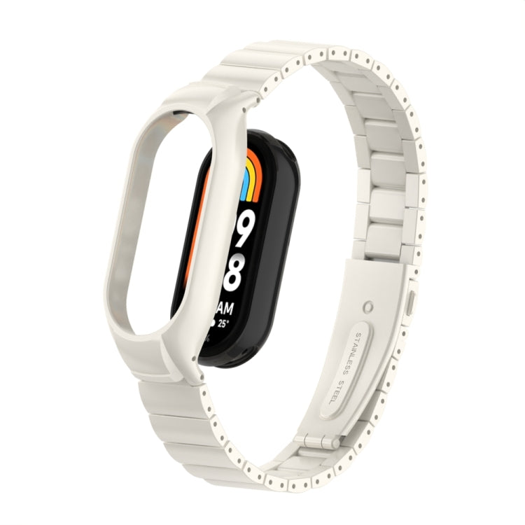 For Xiaomi Mi Band 8 Integrated Metal Case + Bamboo One-bead Watch Band