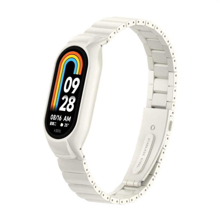 For Xiaomi Mi Band 8 Integrated Metal Case + Bamboo One-bead Watch Band