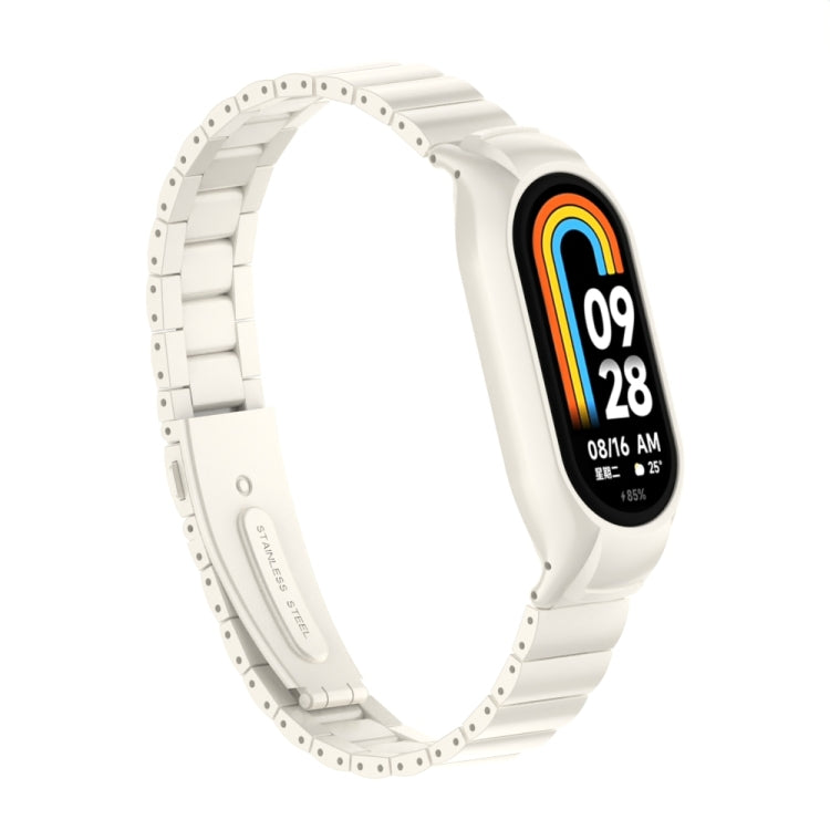For Xiaomi Mi Band 8 Integrated Metal Case + Bamboo One-bead Watch Band
