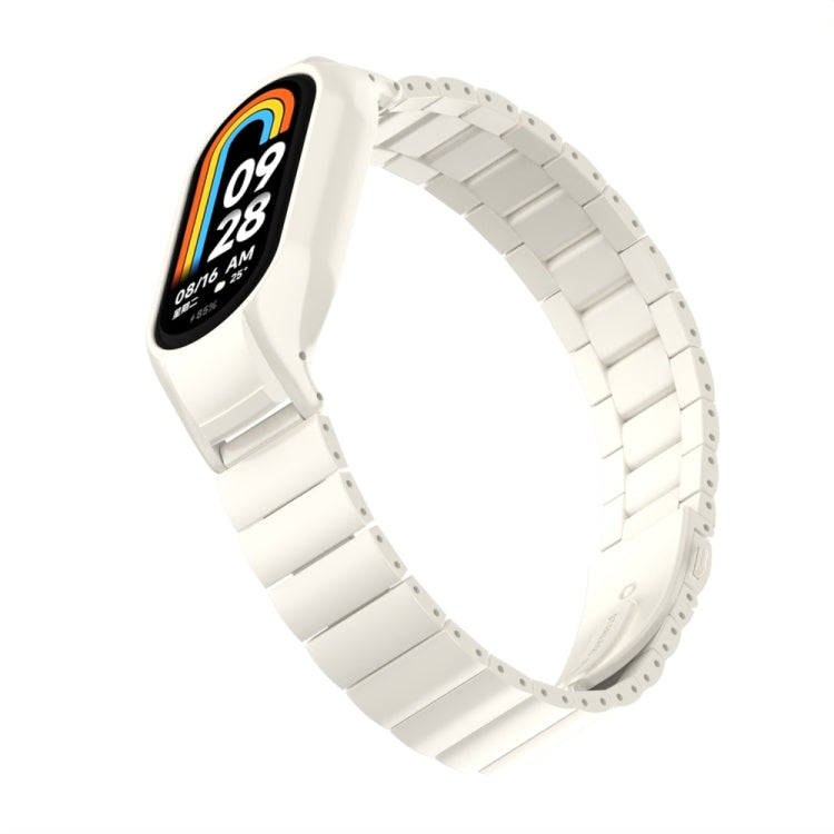 For Xiaomi Mi Band 8 Integrated Metal Case + Bamboo One-bead Watch Band