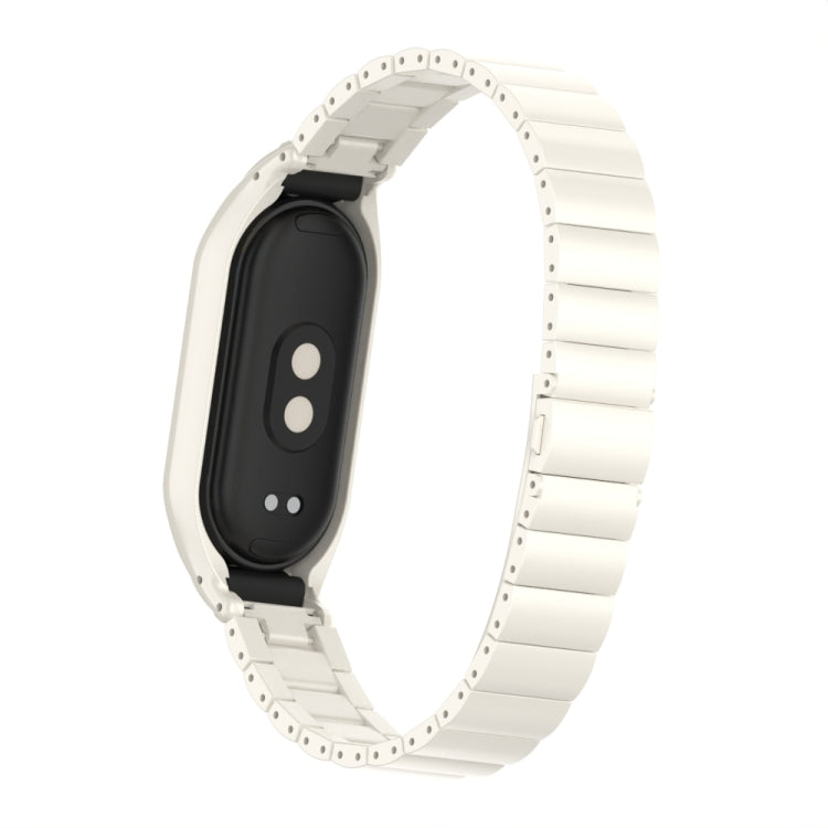For Xiaomi Mi Band 8 Integrated Metal Case + Bamboo One-bead Watch Band