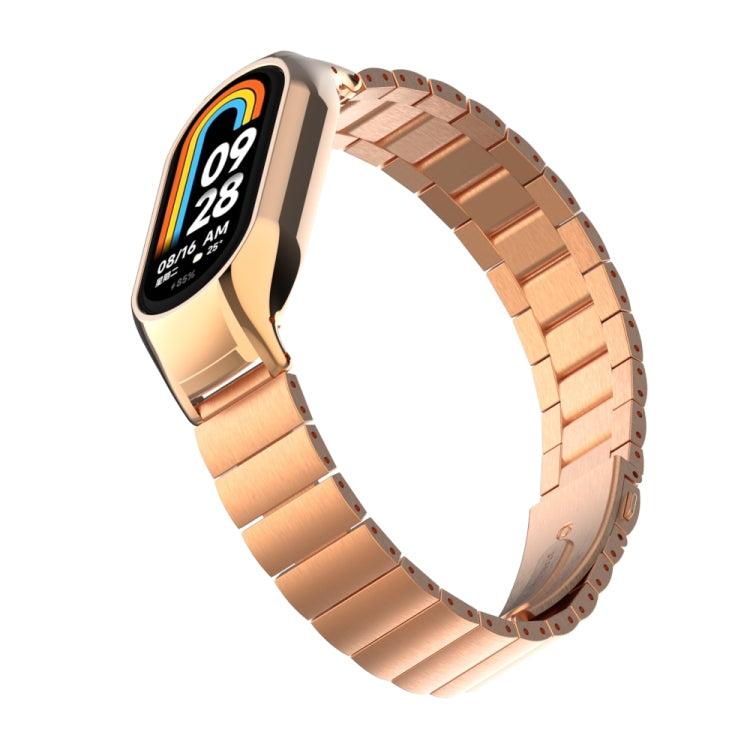 For Xiaomi Mi Band 8 Integrated Metal Case + Bamboo One-bead Watch Band