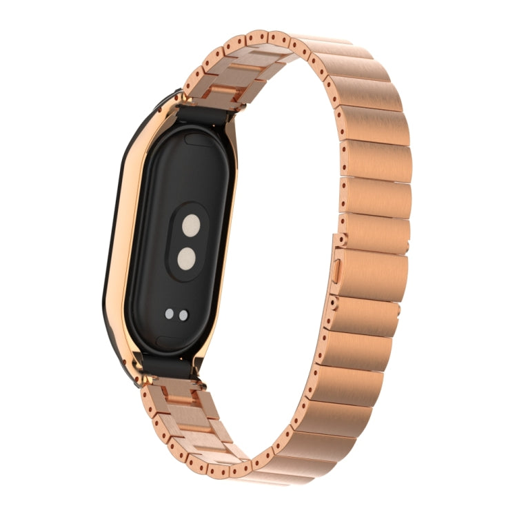 For Xiaomi Mi Band 8 Integrated Metal Case + Bamboo One-bead Watch Band