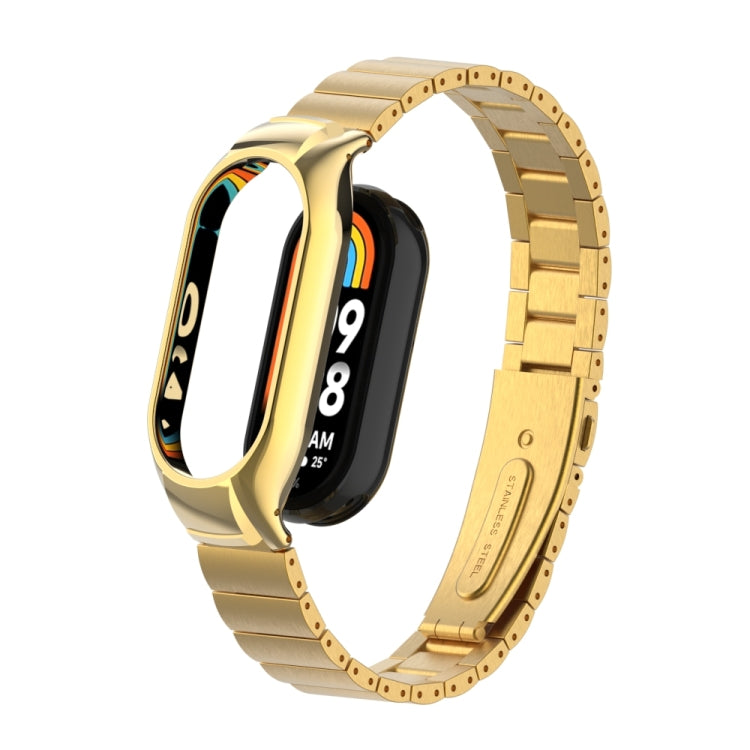 For Xiaomi Mi Band 8 Integrated Metal Case + Bamboo One-bead Watch Band